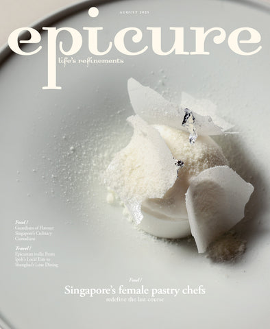 In Epicure's August issue, we feature three Singaporean female pastry chefs whose final courses are inventive, thoughtful, and personal. We also meet local food champions who are honouring our gastronomic legacy while keeping it alive and evolving. For Singaporeans living abroad, local flavours become a lifeline - familiar dishes offering comfort, identity, and a sense of home. We turn the spotlight, too, on innovative Singapore-based producers who blend sustainability wit